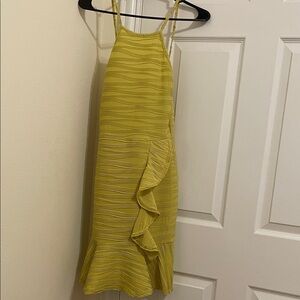Boohoo Asymmetrical Yellow Dress with Ruffles